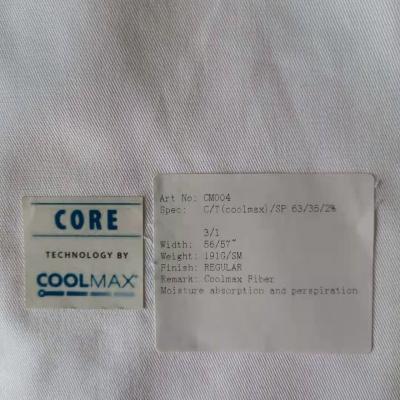 COOLMAX棉交织斜纹纬弹面料